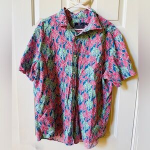 Vineyard Vines Classic Fit Murray Shirt XL colorful palm tree